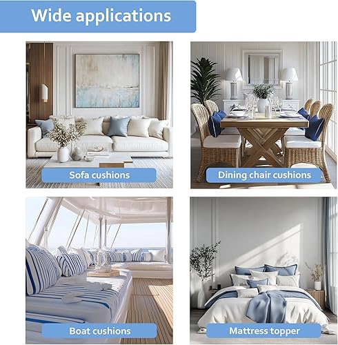 Miniatura 5 de GoTo - Cojín de espuma para tapicería de 2 pulgadas de alto x 18 pulgadas de ancho x 24 pulgadas de largo, 44ILD (firme), fabricado en Estados Unidos