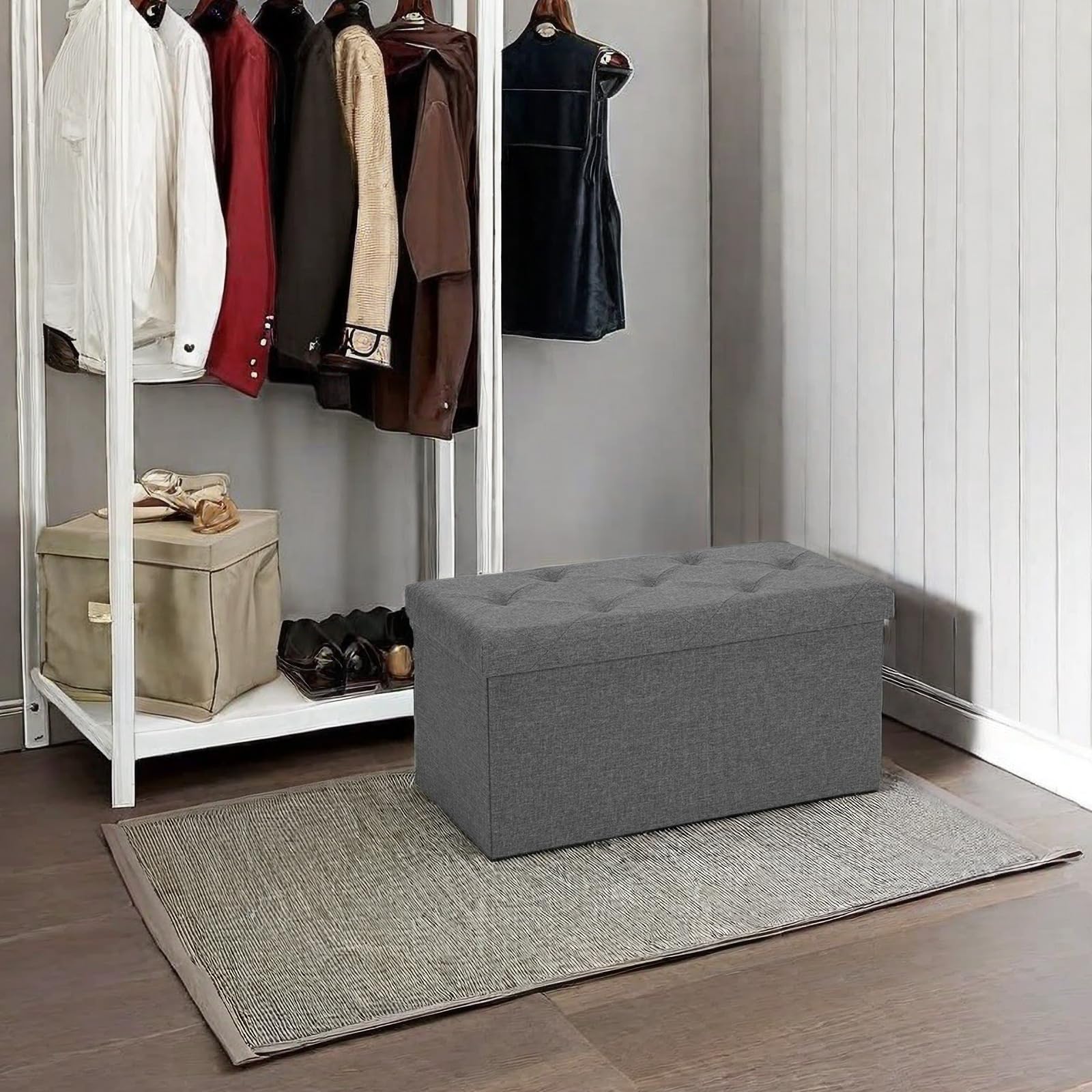 Amazon.com: GlasFlength Storage Ottoman w/Thicker Foam Padded