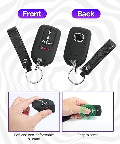 Miniatura 6 de RACOONA Funda de silicona para llavero de automóvil, con llavero, protector para llave de automóvil, protector remoto sin llave, funda para llave