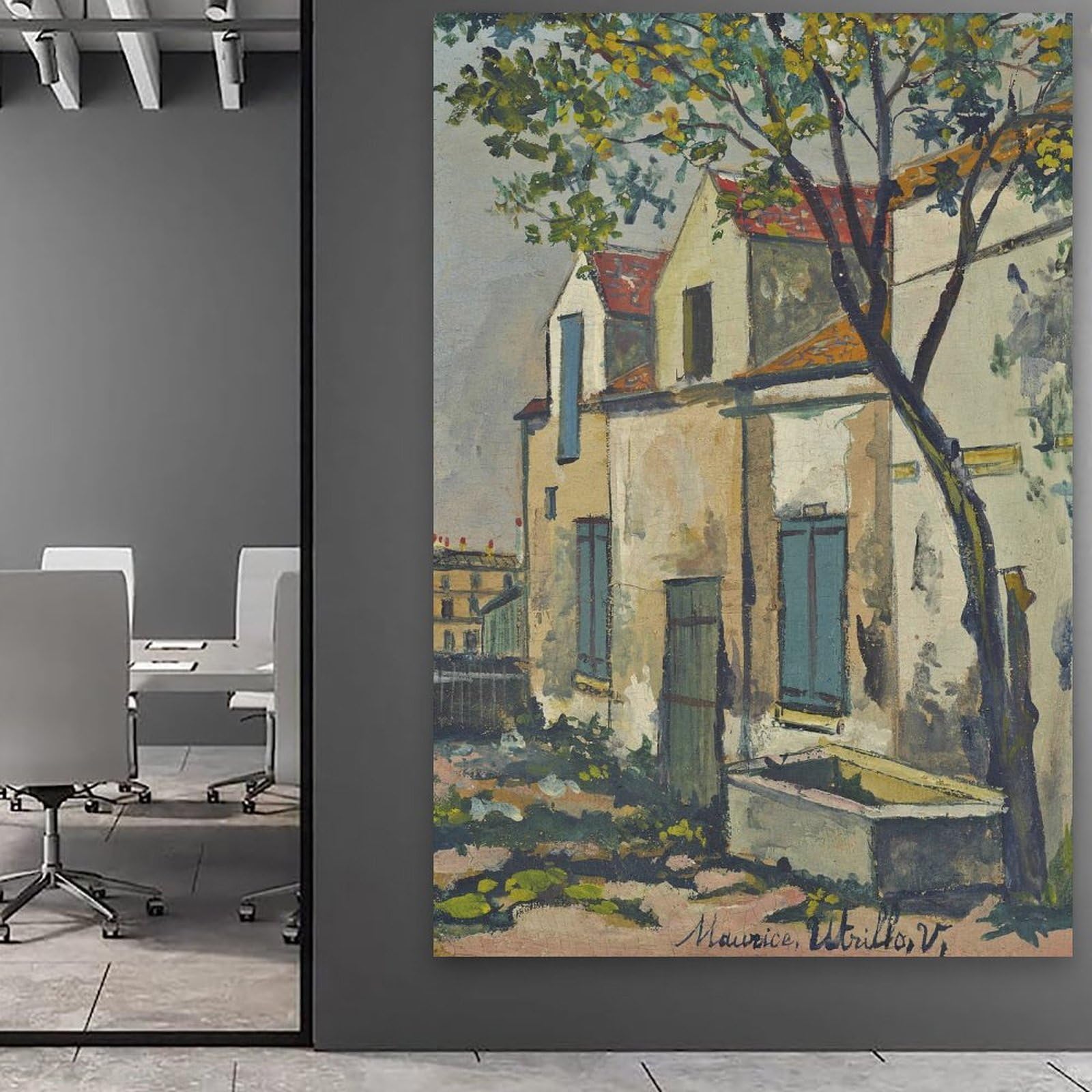 The Debray Farm in Montmartre, Paris by Maurice Utrillo, Impresiones en Lienzo Modernas, Cuadros Decorativos Para Habitaciones de Niños o Niñas, Cuadros de Pared para Salón Y Pinturas con Motivos