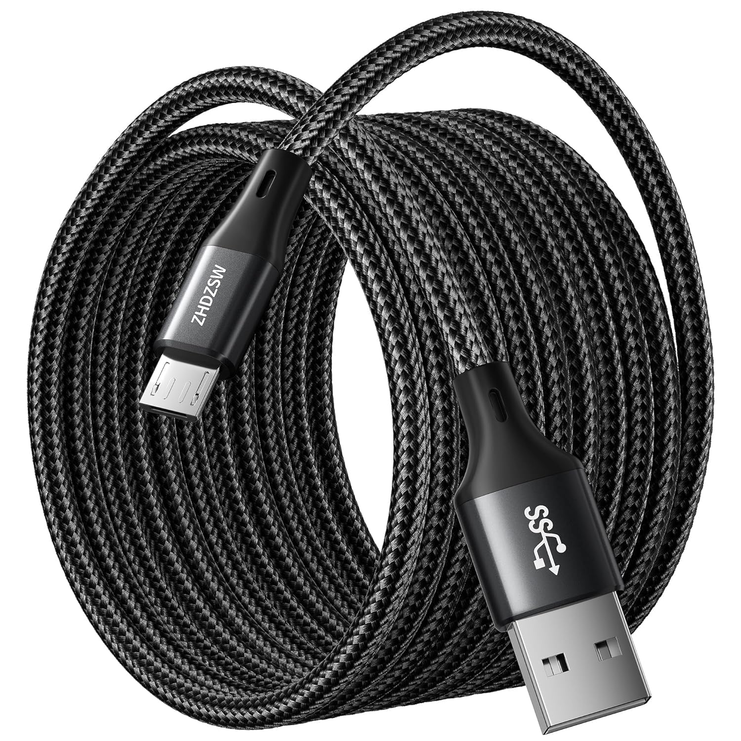 Extra Langes 4M Micro LadeKabel, Micro USB Kabel,USB A anf Micro Android Ladekabel Geflochten für Samsung S7/S6/S5, PS4 Controller, Kindle Fire, Fire HD Tablet, Xbox, Nexus, Home Monitor etc Black