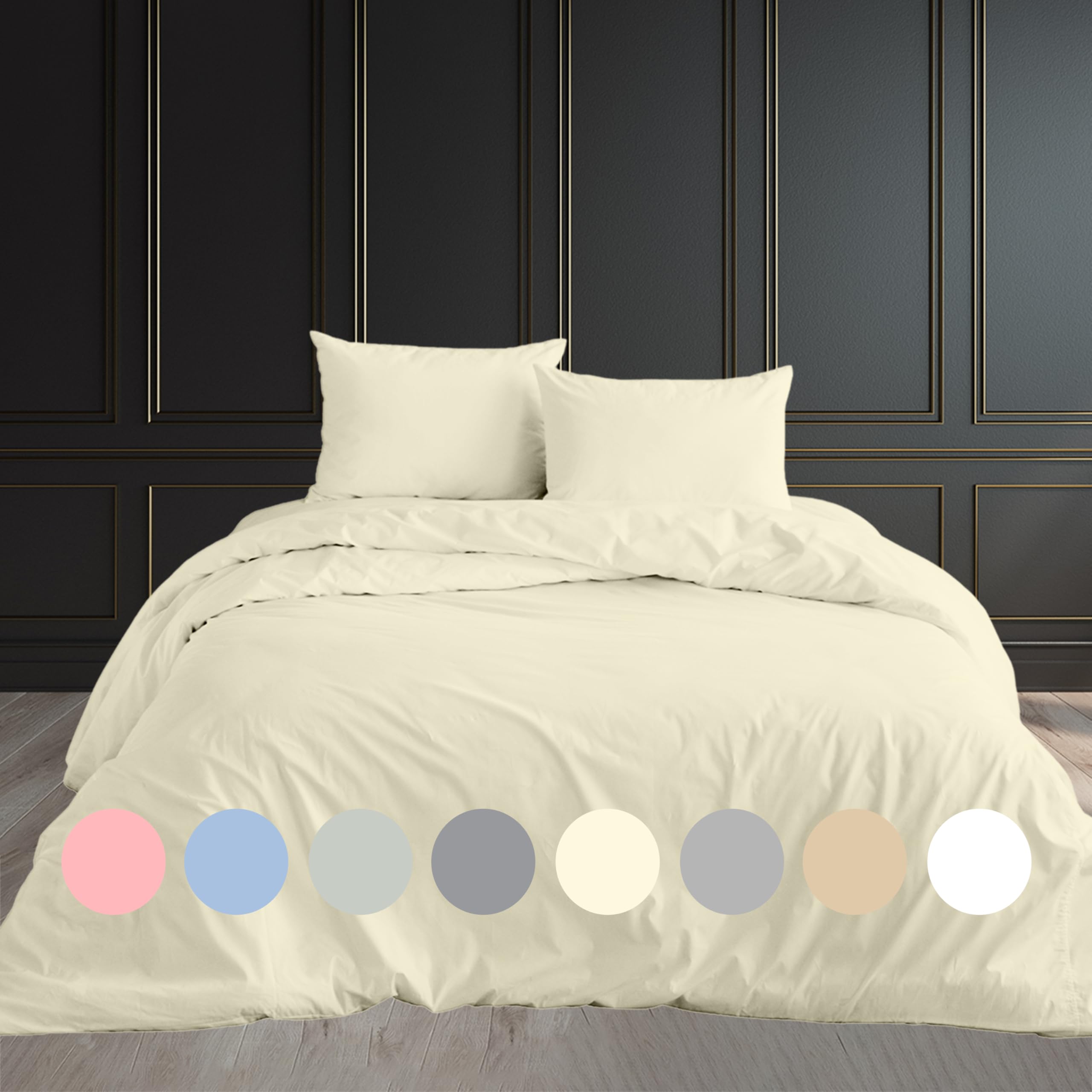 Rohi Single Duvet Cover Set – Soft & Breathable Microfibre Duvet Cover with 1x Pillowcase - Anti Allergy Cream Bedding Set – Button Closure Design- (Single 137x200cm – Cream)
