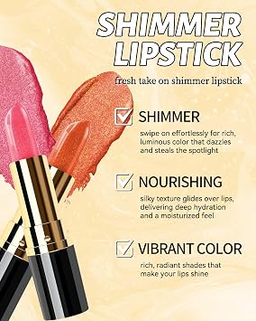 Glitter Red Metallic Lipstick for Women, Long Lasting Hydrating Moisturizing Sparkly Lip Stick, Lightweight Non-Drying Waterproof Creamy Shimmer Pearl Tinted Lip Balm, High Glossy Makeup Gifts-02