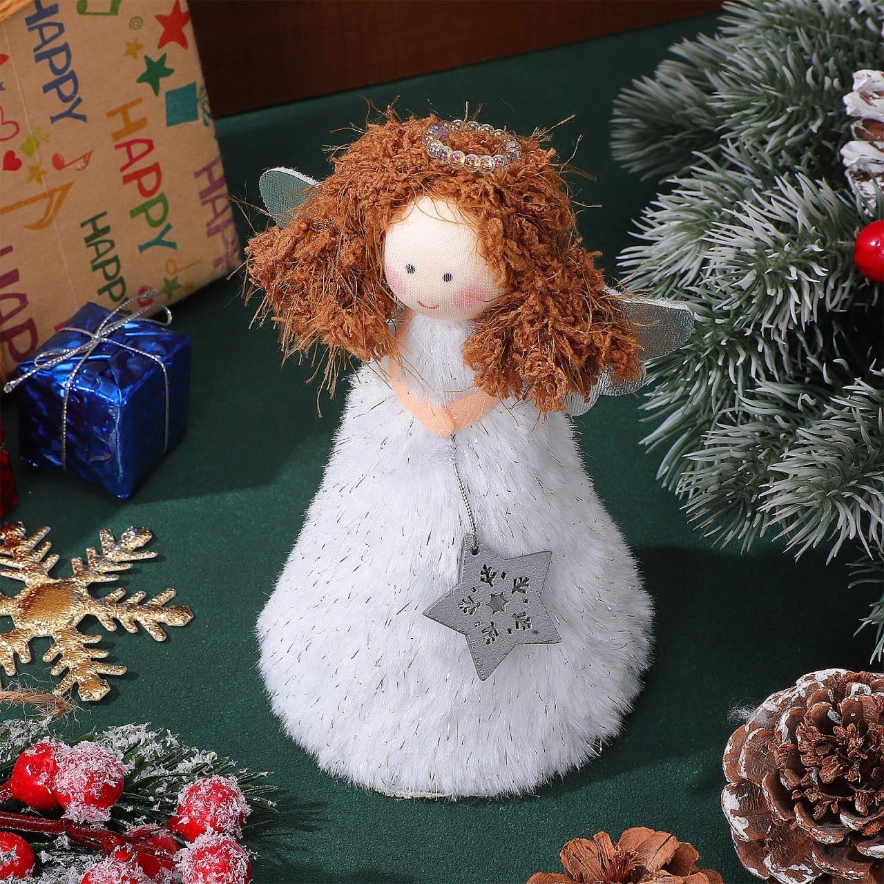 KESYOO Christmas Angel Tree Topper Small Angel Xmas Tree Decoration Lightweight for Indoor Holiday Festival Home Office - Image 9