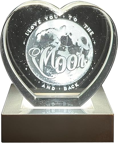 Ambesonne Cubo de fotos rectangular de cristal personalizado con soporte LED, lámpara de noche láser personalizada, 7 colores cambiables con base