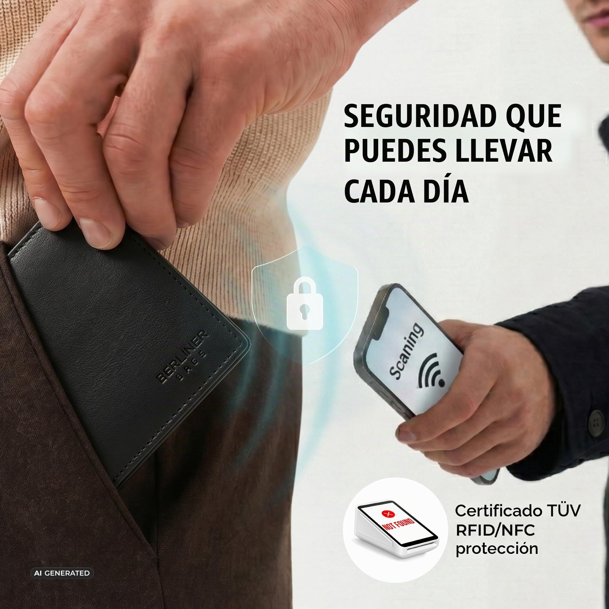 Berliner Bags Peter Cartera de Piel Auténtica Hombre con 8 Tarjetas y RFID