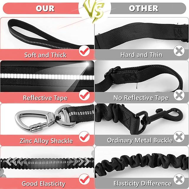 Foto 3 de 6 de YUAN NIAN Correa para perros resistente, elástica elástica, ajustable, reflectante, para caminar