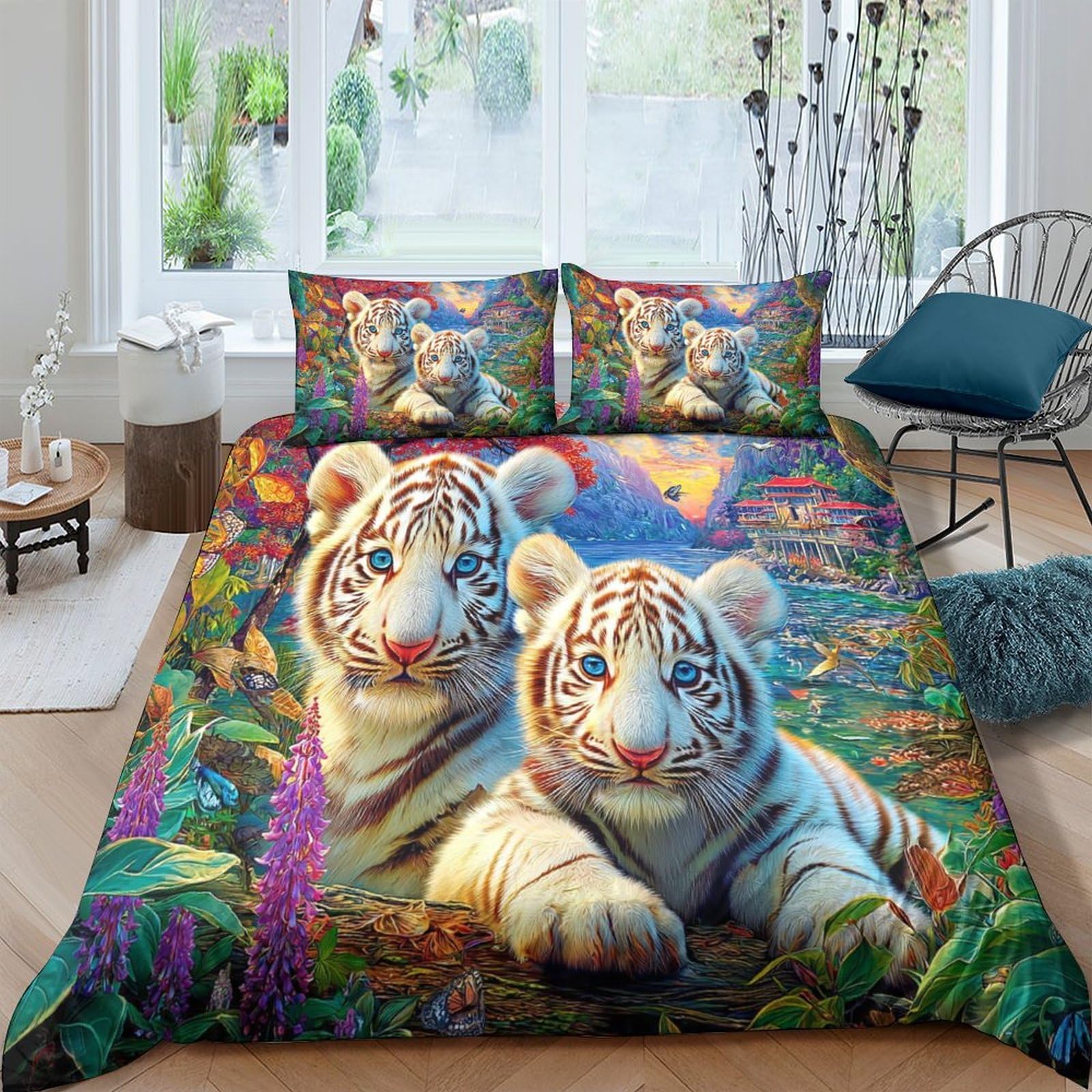 Housse de couette tigre 260x220cm, le cadeau de crémaillère pratique et utile
