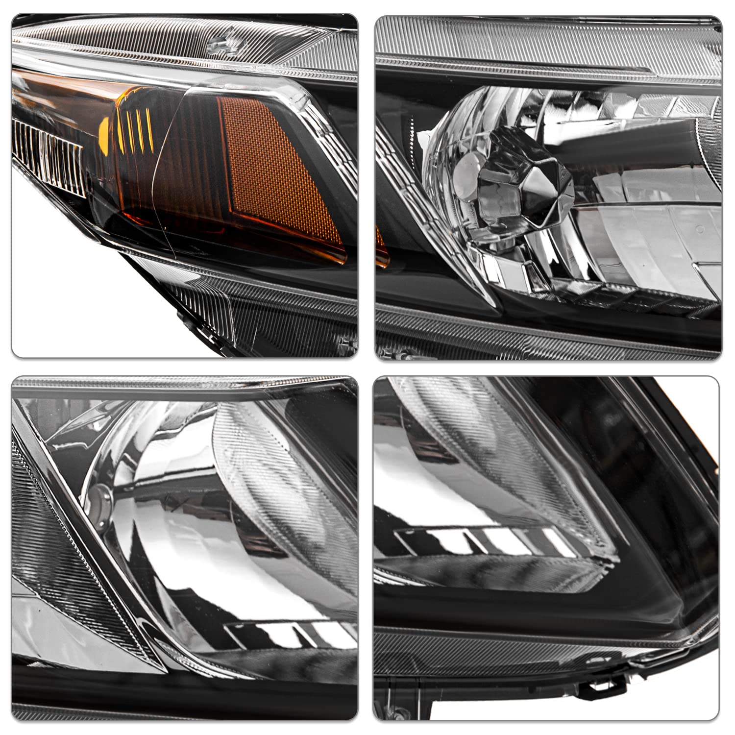 Pair Chrome Front Headlights – 2012-2015 Honda Civic – Black Housing – Jmotorparts – Direct Fit