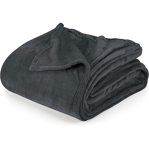 Utopia Bedding Grey Fleece Blanket California King Size Lightweight Fuzzy Soft Anti-Static Microfiber Bed Blanket (102x96 Inch)