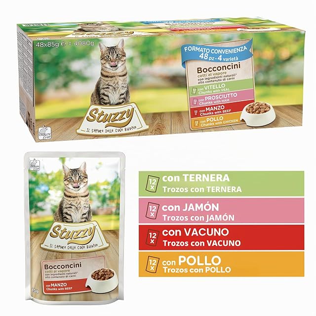 Foto 3 de 4 de Stuzzy, Comida Húmeda para Gatos Adultos, Varios Sabores, Bocaditos en Salsa