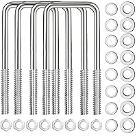 Vista 12 de 4 juegos de pernos en U cuadrados de acero inoxidable 304, pernos en U de 3 pulgadas de ancho, 1/2" D x 3-1/16" W x 4-5/16" L pernos en U