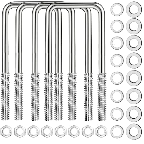 Miniatura 13 de 4 Piezas de Pernos en U Cuadrados Galvanizados en Caliente, 2 pulgadas de ancho, (1/2" D x 2 1/16" W x 6 5/16" L) Pernos en U para Remolque de Barco