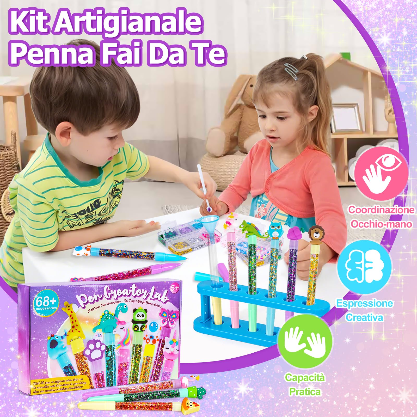 Kazzley Fabbrica delle Penne con 20penna, Lavoretti Creativi per bambino con 68+accessori, Idee Regalo per bambino 6-10 Anni, Set di Cancelleria 5-12 Anni