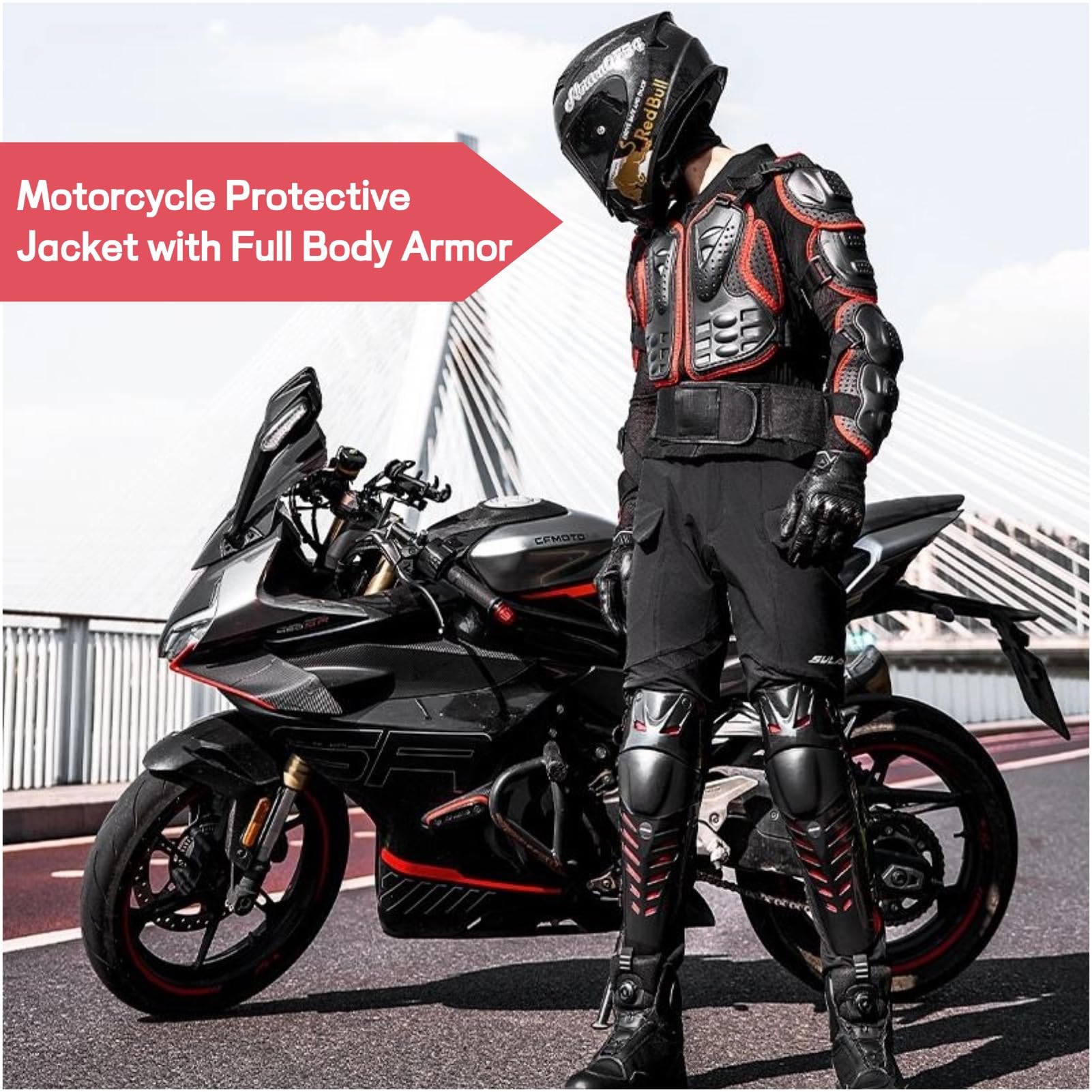 Kurtka Ochronna Motocyklowa Pełna Zbroja Ciała, Ochrona Zabezpieczenia w Klatce Piersiowej, Sprzęt Motocyklowy, Odporna na awarię oddychającą Rowerowe Rowerowe Sprzęt Ochrony od (XL)