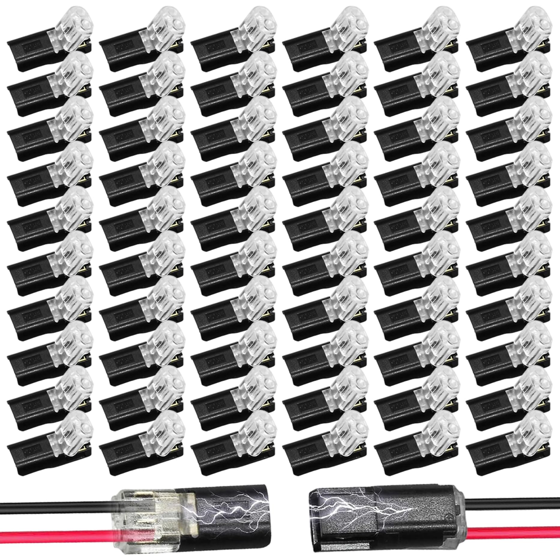 Conector de doble cable de bajo voltaje de 12V para iluminación de paisaje fácil y rápida, 60 u