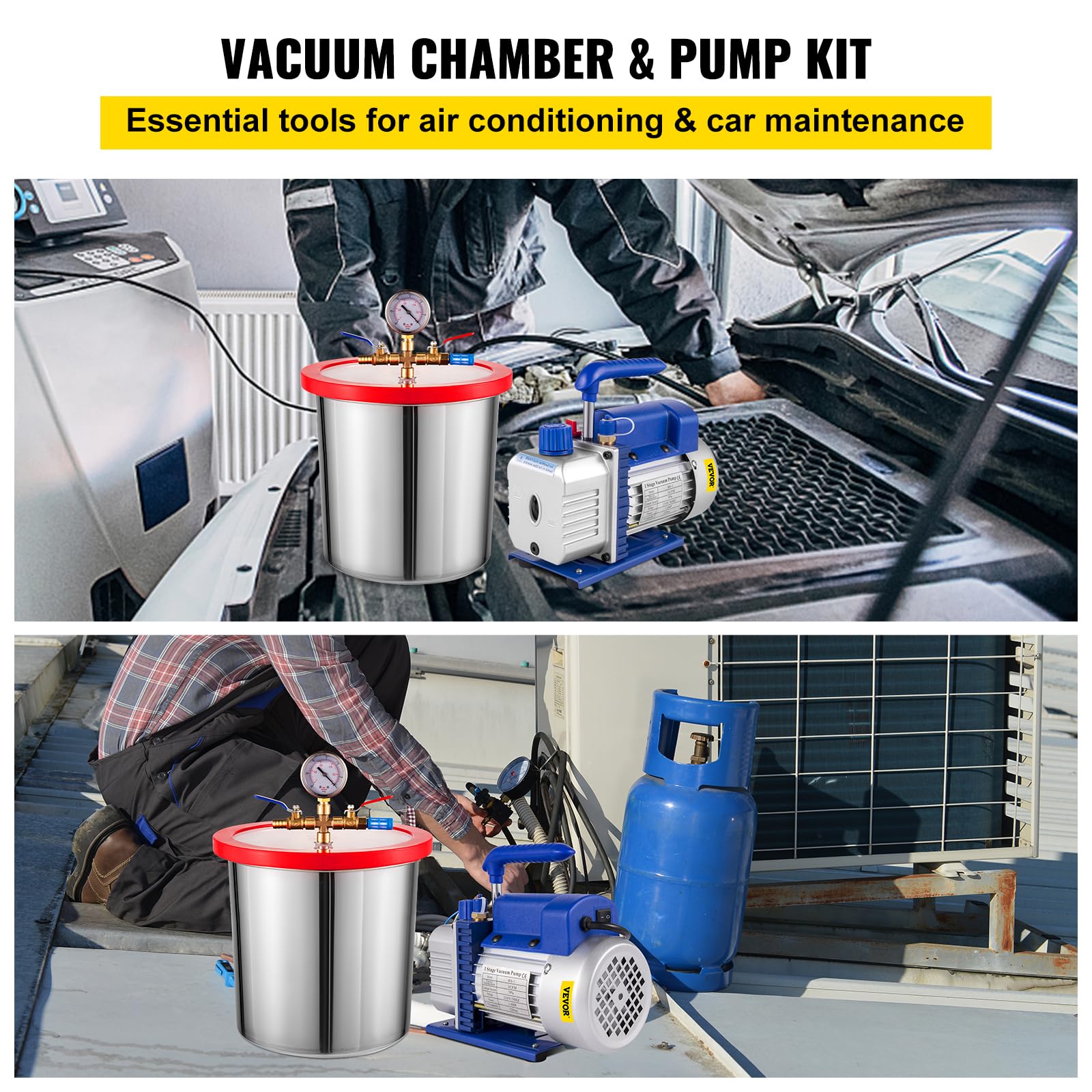 VEVOR Bomba de Vacío 3 CFM 1/4 HP 12 L 1720 RPM 220V Carcasa de Aleación de Aluminio
