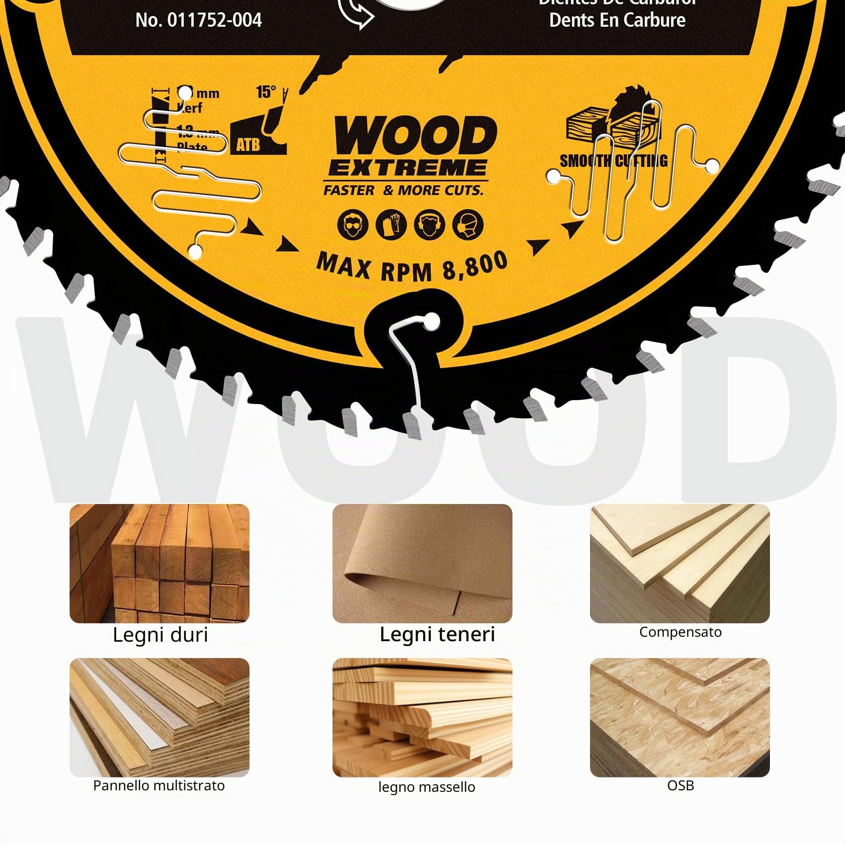 Lama per sega circolare 254 x 30 mm (80 denti) per legno ATB carburo di tungsteno - compatibile con Dewalt Makita Bosch