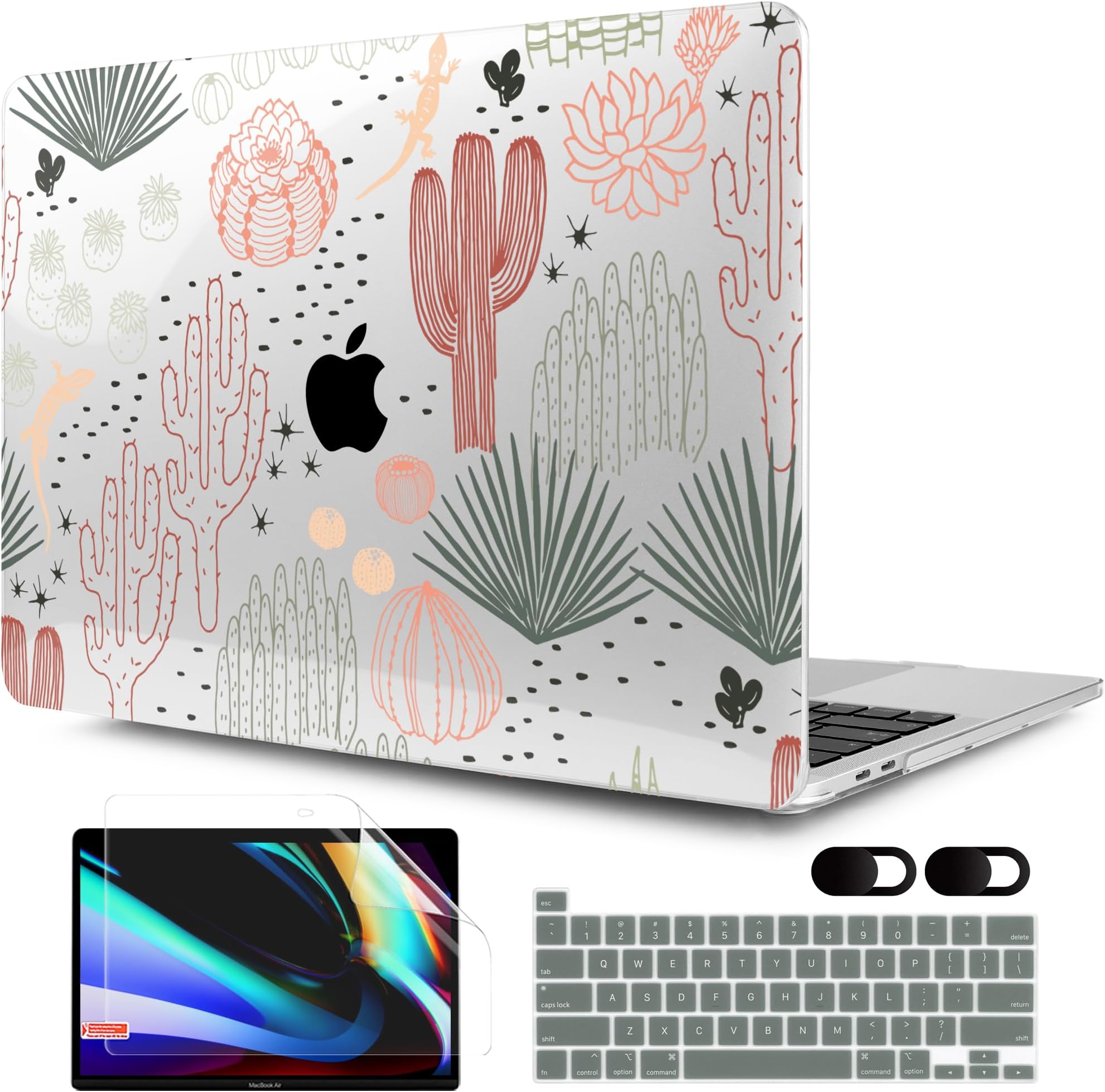 MEEgoodo Case for MacBook Pro 13 inch, Laptop Hard Shell Case with Keyboard & Camera Cover, Cacti