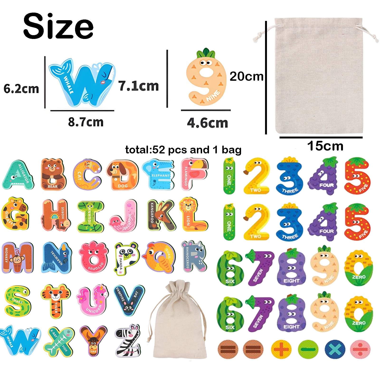 52 PCS Magnetic Letters and Numbers, Fridge Magnetic Animals Alphabet Letters - Image 2