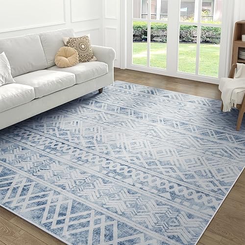 Boho Area Rugs 9x12 Living Room Modern Area Rug Neutral Carpet for Bedroom Decor, Livingroom Decoration Ideas, Play Room