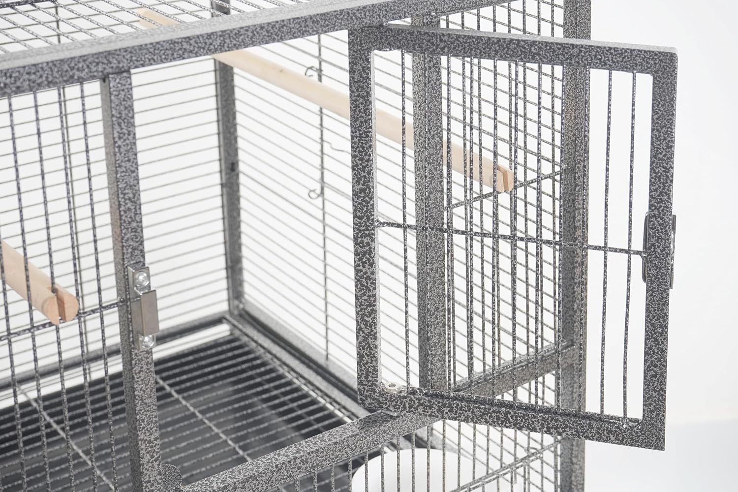 1F/2F/3F Stackable Center Divided Breeder Breeding Bird Flight Double Rolling Cage for Aviaries Canaries Cockatiels Lovebirds Finches Budgies Small Parrots. (Black Vein, Cage Without Stand)