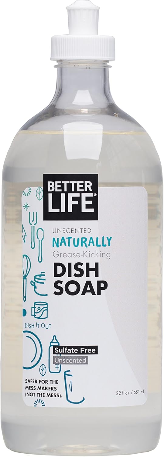 Better Life Natural Dish Soap, Lemon Mint Scent, 22 Ounces (Pack of 2), 24068 : Health & Household