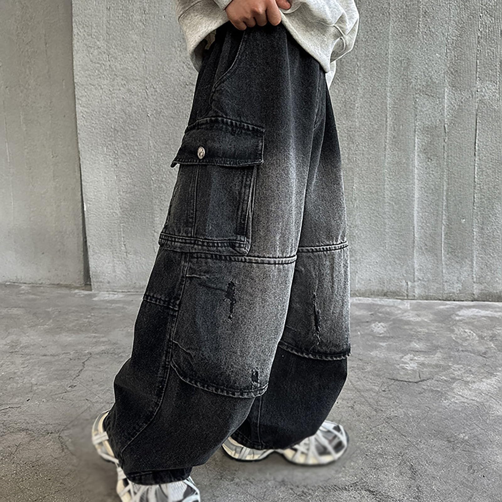 Generico Pantaloni Bambino - Jeans Cargo per Bambini Pantaloni da Lavoro Resistenti Pantaloni Lunghi Casual in Denim con Elastico in Vita Comodi Outfit per Autunno Inverno E Primavera