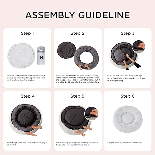 Miniatura 6 de Bedsure Cama calmante para perros grandes  Cama grande lavable en forma de dona, cama para perros de pelo sintético redondo y antideslizante, se