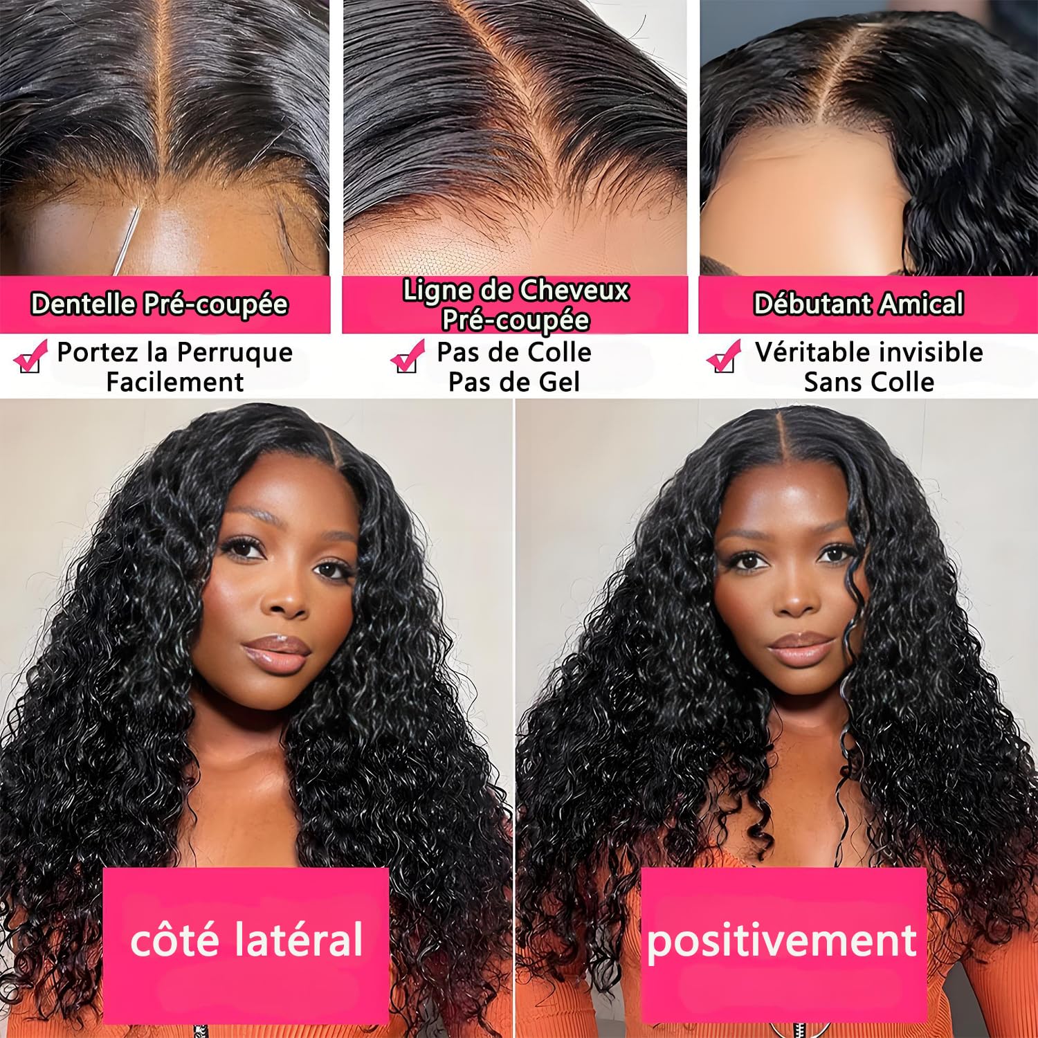 Misser Curly Bob Human Hair 5x5 Glueless Wig Human Hair Deep Wave Lace Front Closure Wigs Pre Plucked Pre Cut 180% Density Wear and Go Glueless Bob Natural Black 8 Inch for Black Women