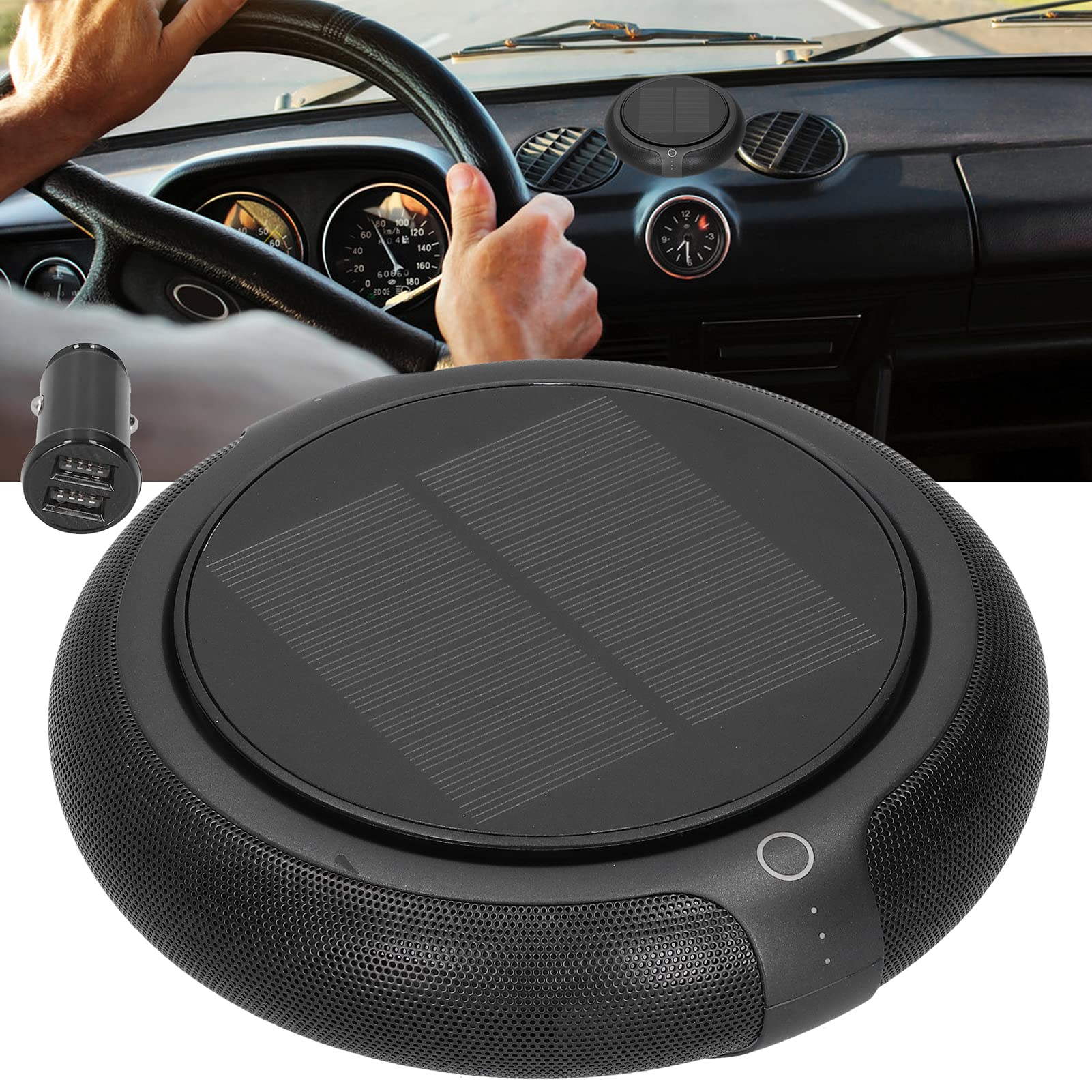 Brrnoo Auto Luftreiniger Solar, Luftreiniger Auto mit Vibrationsschalter Automatische Ein und Ausschaltung 1200mAh Akku Dreischicht HEPA Filter for Zuhause Geruch und Formaldehyd
