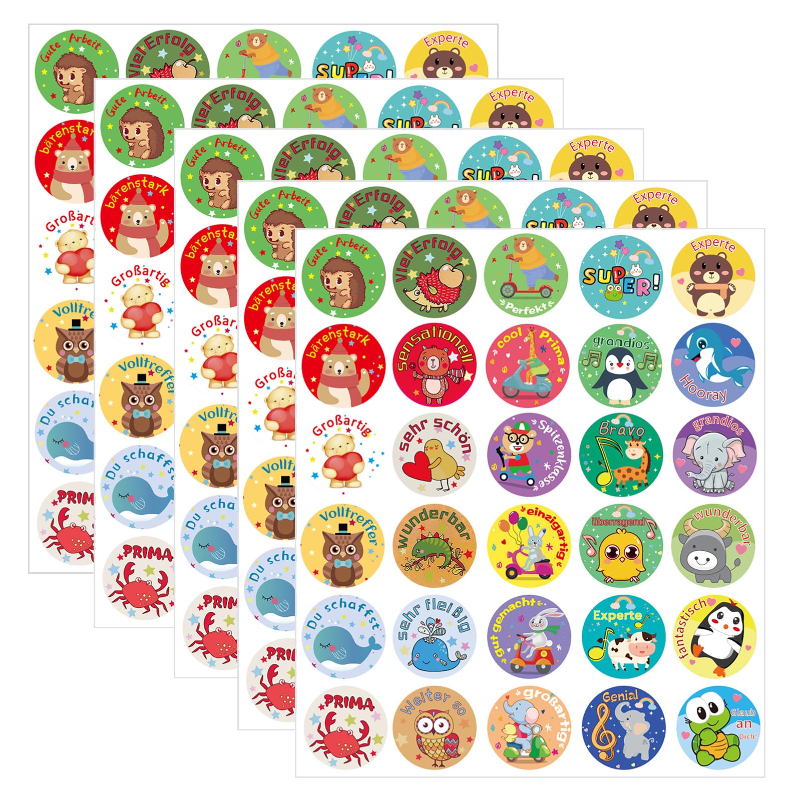 Pack of 600 Teacher Reward Stickers German Reward Stickers Motivational Stickers Children with 30 Motifs Reward Stickers German Teacher Supplies Sticker Praise Student Reward Sticker Children