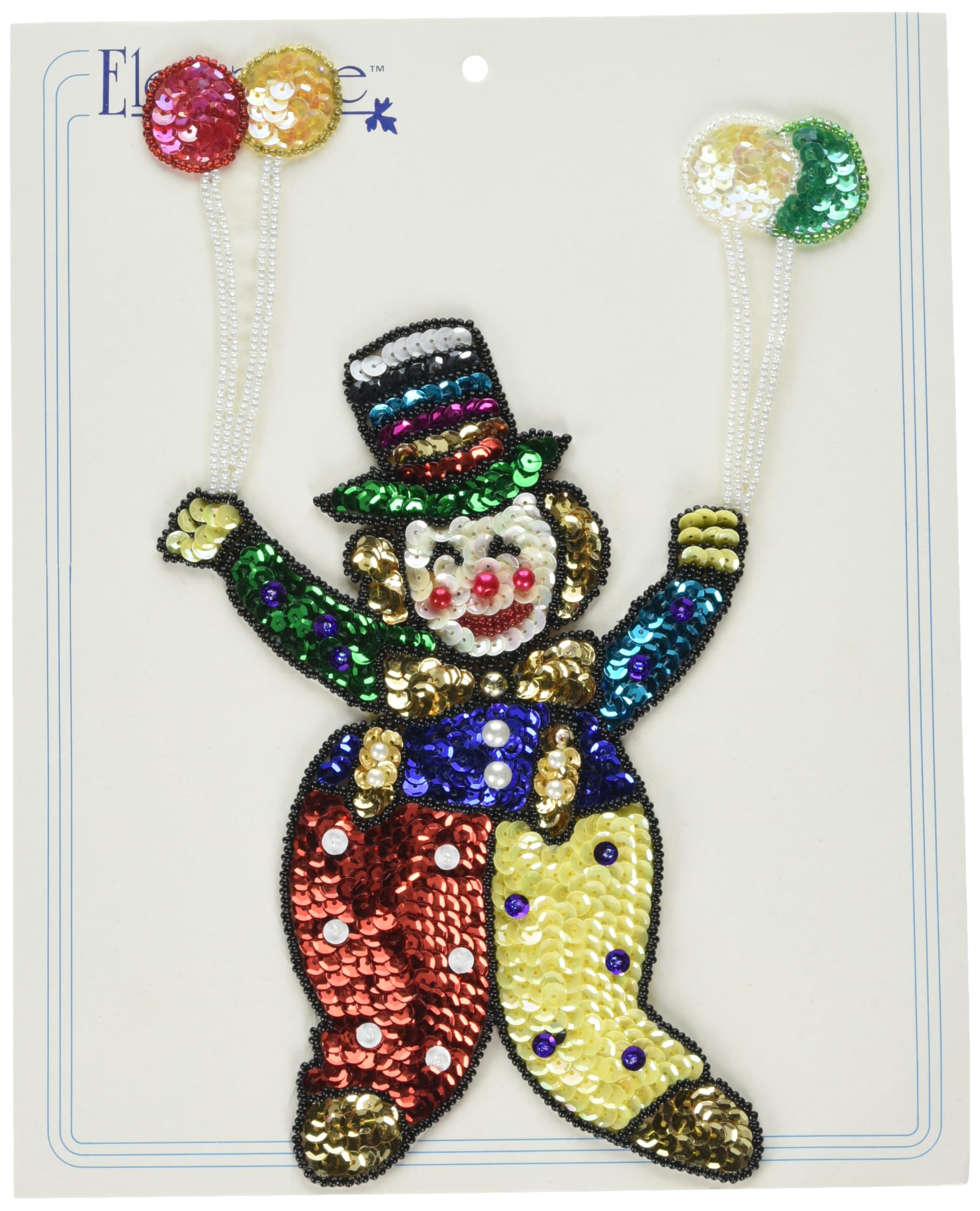 Expo International Birthday Clown Sequin Patch 10" x 6" Applique, Multi Colors