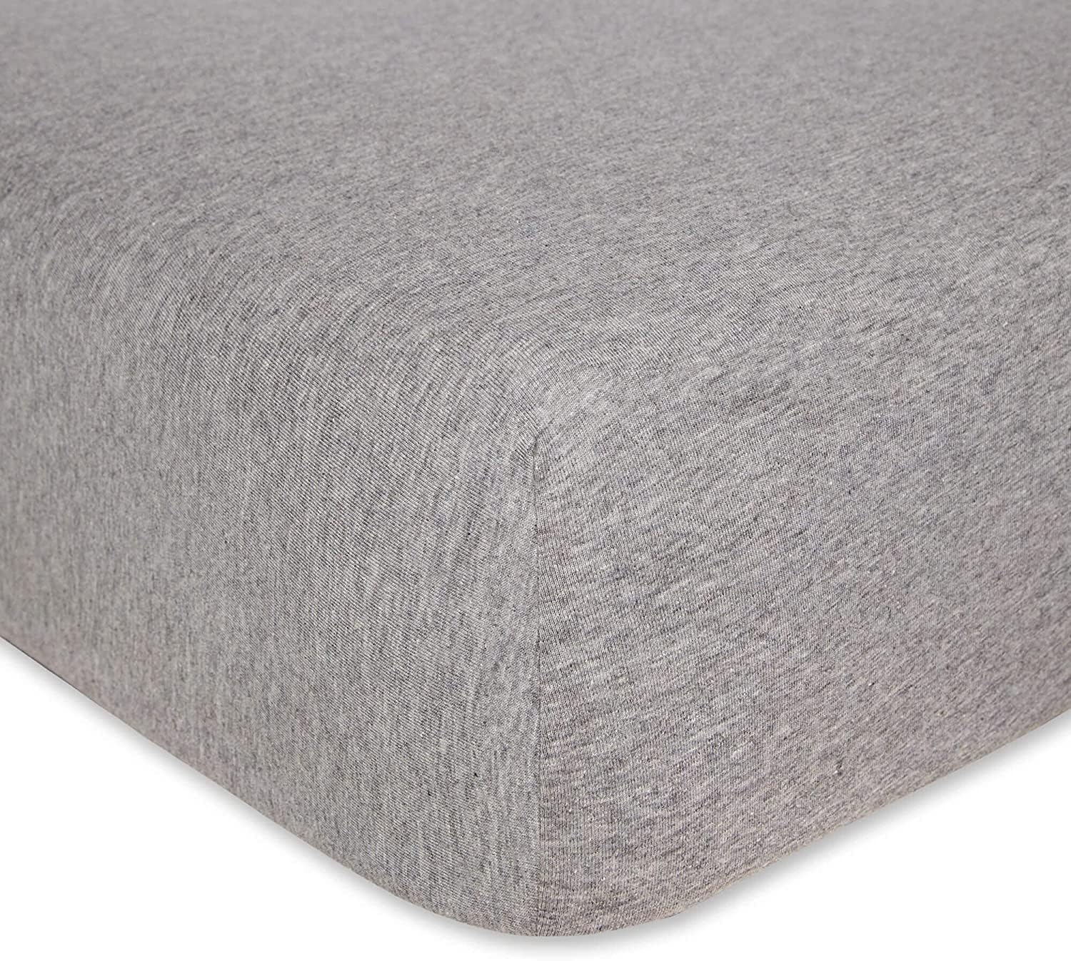 Full XL 100% Cotton Jersey Knit Sheet Set - Extra-Soft, Breathable & Hypoallergenic - 15" Deep Pockets, 54" x 80" - Ideal for Extra Long Full Beds - 4PC Set (Full XL, Heather Grey)