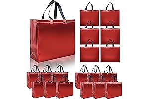 cabzymx Glossy Red Reusable Gift Bags with Handle