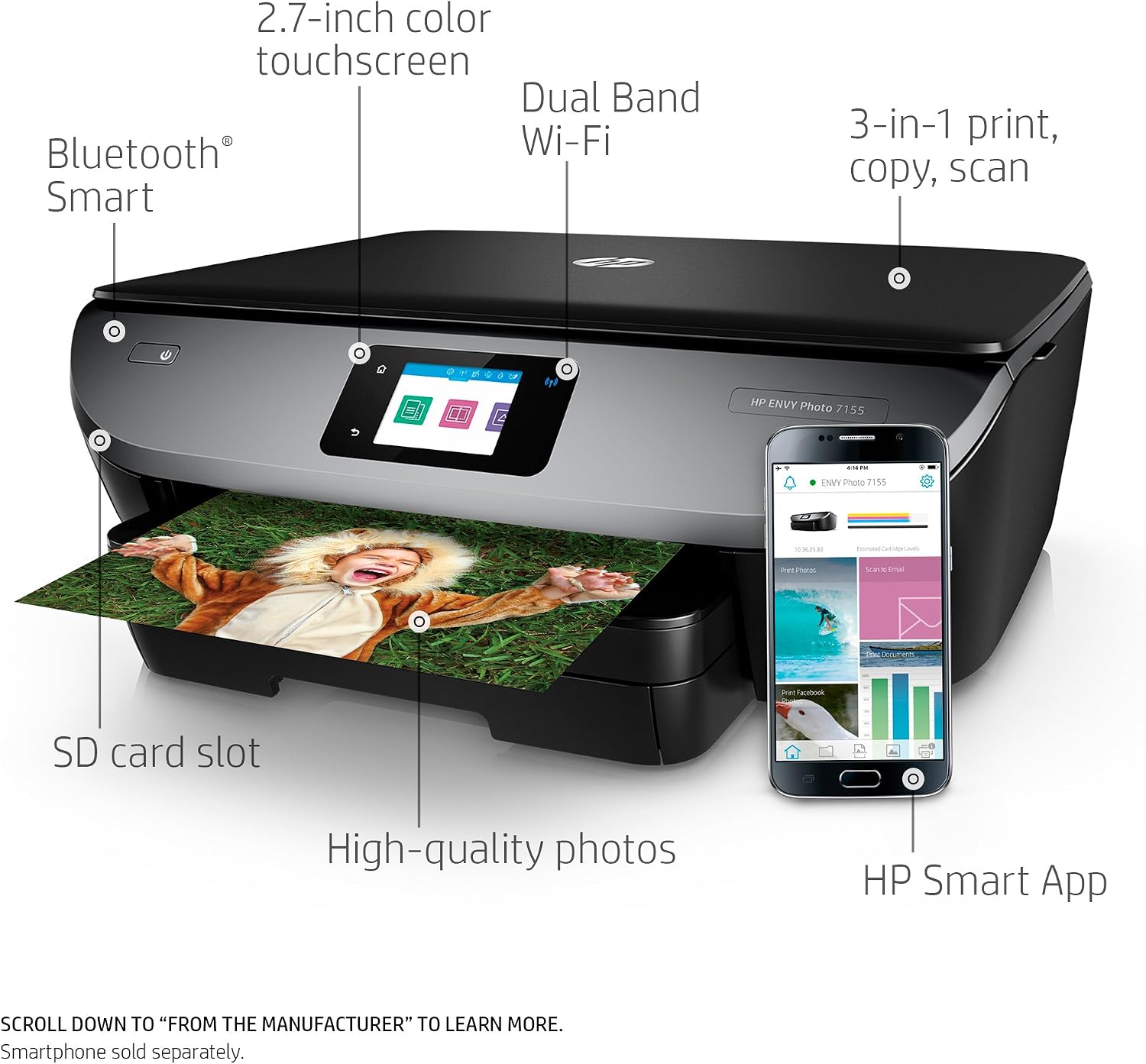 HP ENVY Photo 7155 All in One Photo Printer with Wireless Printing, HP  Instant Ink or Amazon Dash replenishment ready (K7G93A) : Amazon.co.uk:  Computers \u0026 Accessories