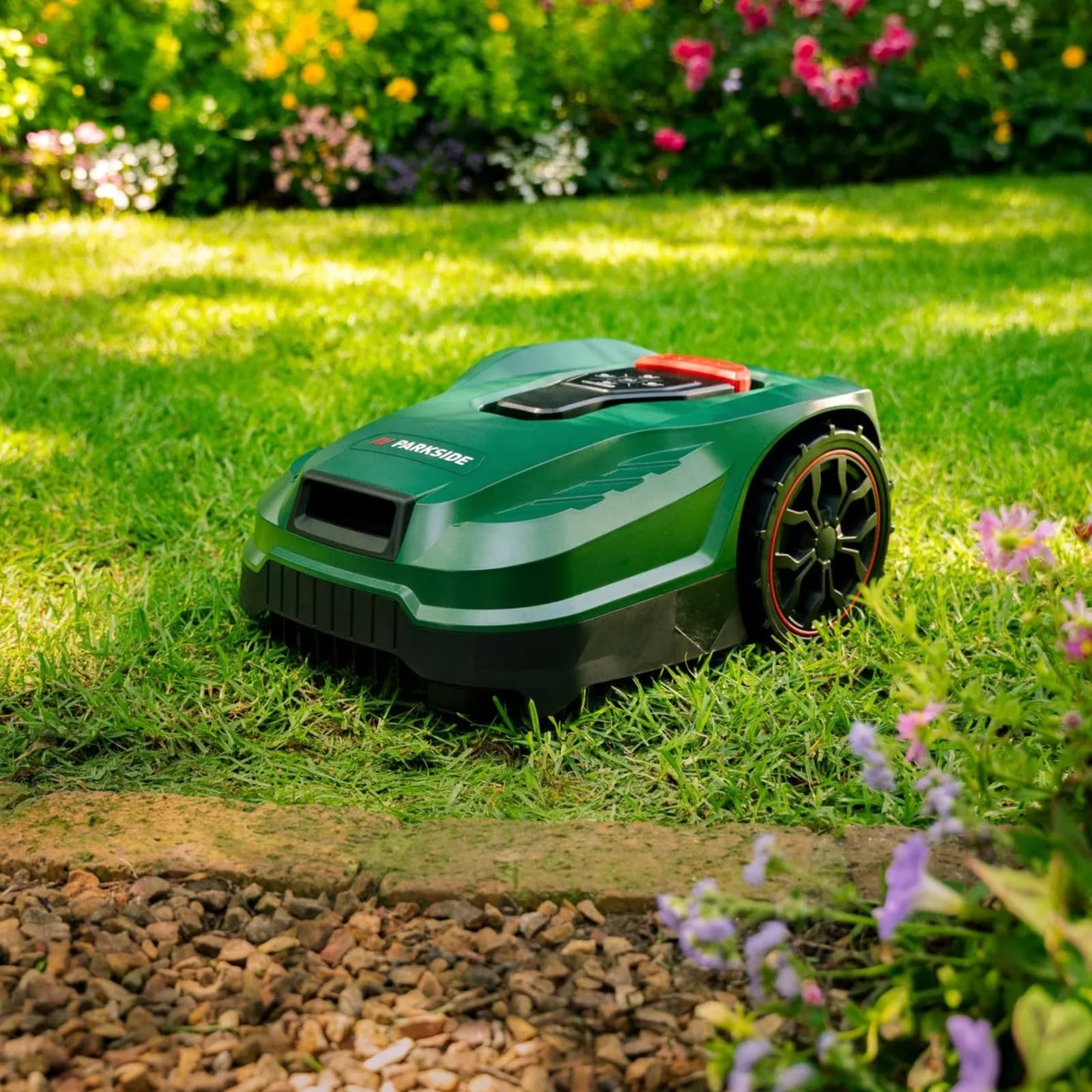 PARKSIDE® Robot Tosaerba City Smart PAMRC 250 A1 20V, Motore Brushless, Fino a 250 m², Larghezza di Taglio 16 cm, Controllo App Bluetooth, Batteria 20V e Stazione di Ricarica Incluse