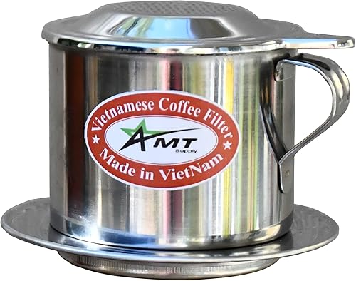 Miniatura 9 de AMT Filtro de café vietnamita de 9.5 onzas, 2-3 porciones Phin, gotero de café vietnamita con rosca para estilo vietnamita en la oficina en casa