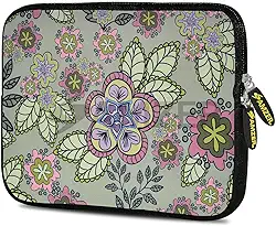 Amzer Capa de neoprene de designer de 19-25 cm para iPad/Tablet/e-Reader e cadernos, folhas de oliva flores rosa (AMZ5215105)