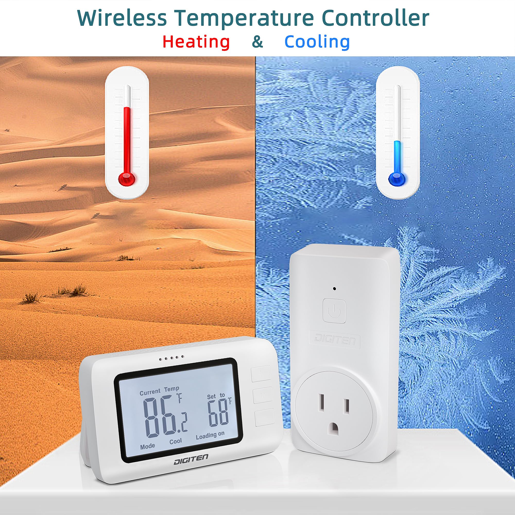 DIGITEN Termostato inalámbrico WTC100 Pro controlador de temperatura para refrigeración y calefacción, salida con control remoto, termostatos programables y fáciles de usar para el hogar, invernadero