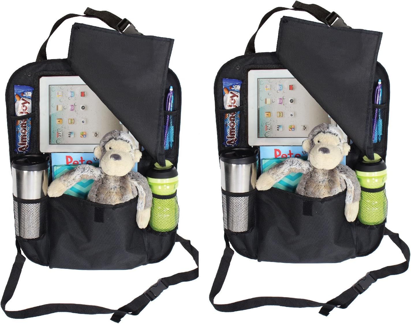 Back of Seat Car Organizer with Touch Screen iPad and Tablet Holder - Stylish, Durable and (1 Pack (2 pack, blue)