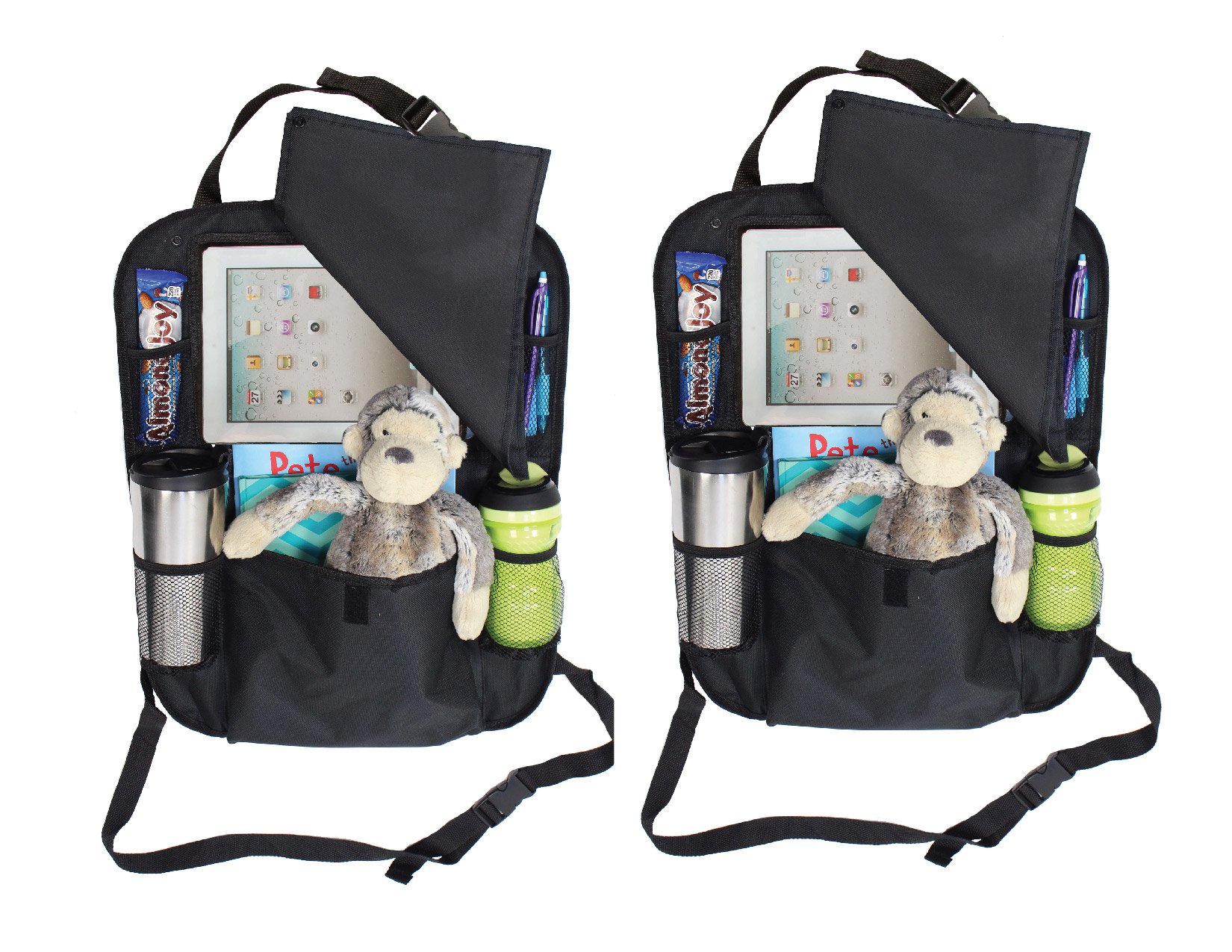 Back of Seat Car Organizer with Touch Screen iPad and Tablet Holder - Stylish, Durable and (1 Pack (2 pack, blue)