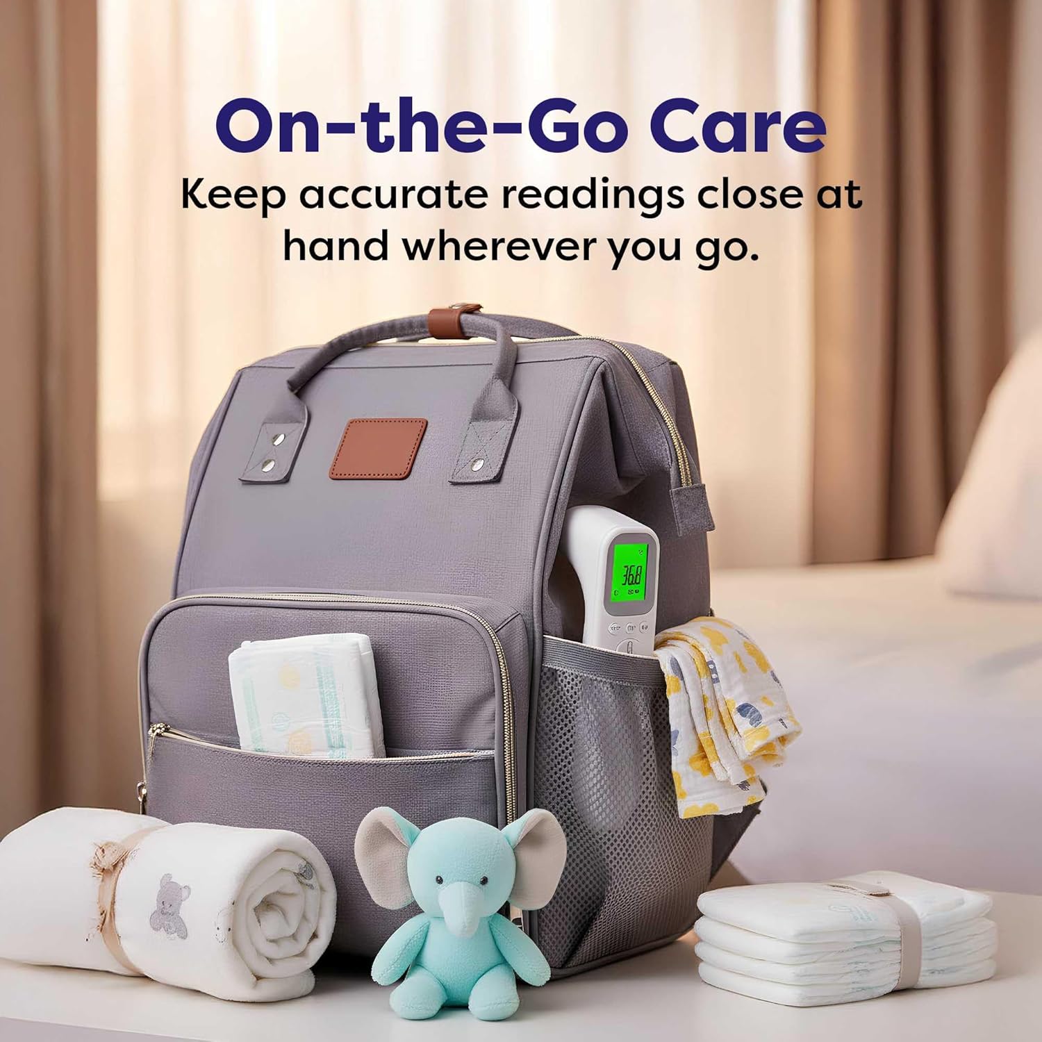 Non-Contact Infrared Forehead Thermometer for Adults, Kids, and Infants with One-Second Reading, Silent Mode, LED Display, and Visual Temperature Indicator