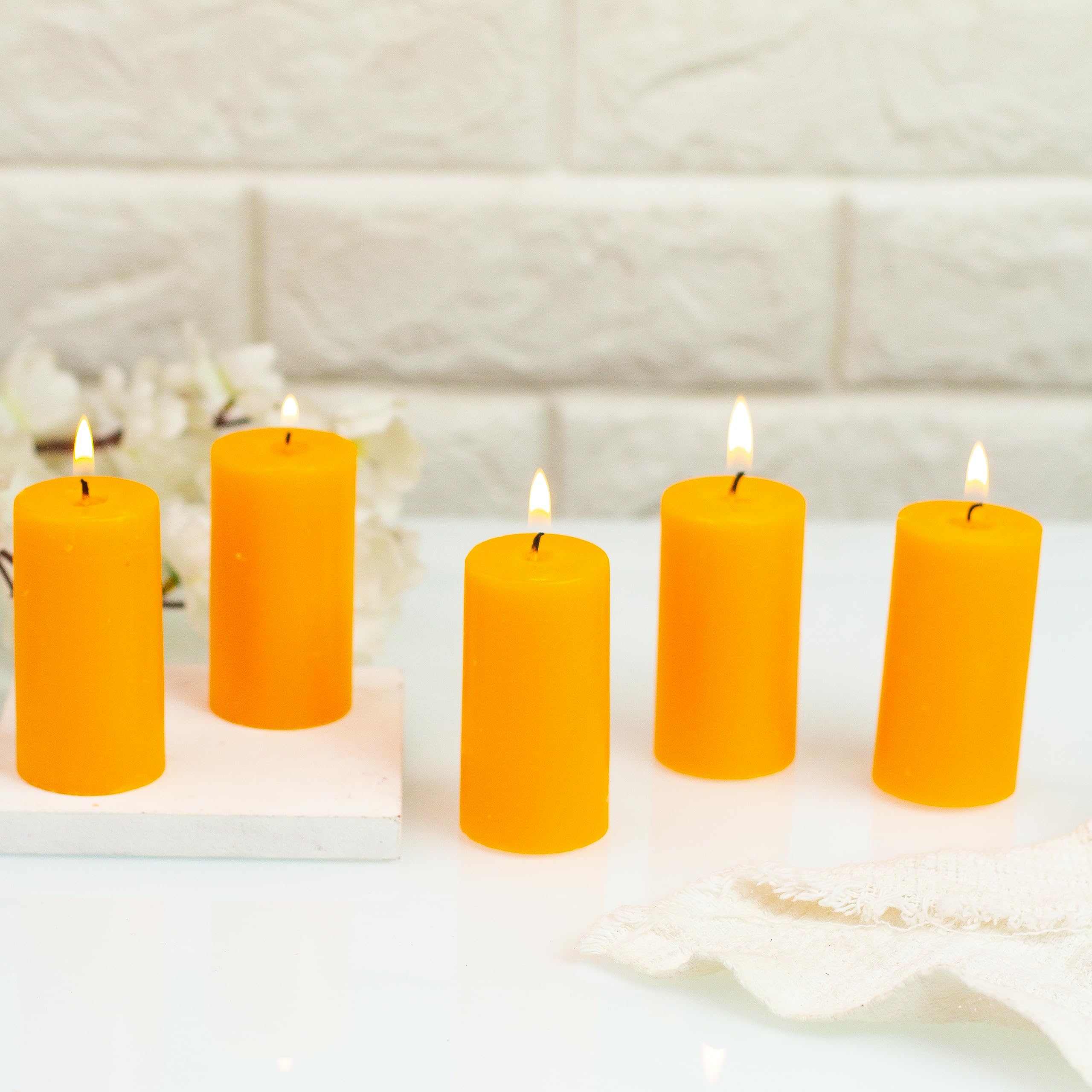 AuraDecor Set of 5 Fragrance Pillar Candle || Long Burning || Aroma Candle || Gift Set || Candle Pillar Set (Mandarin) (B0CFHJNP5D) Amazon Price History, Amazon Price Tracker