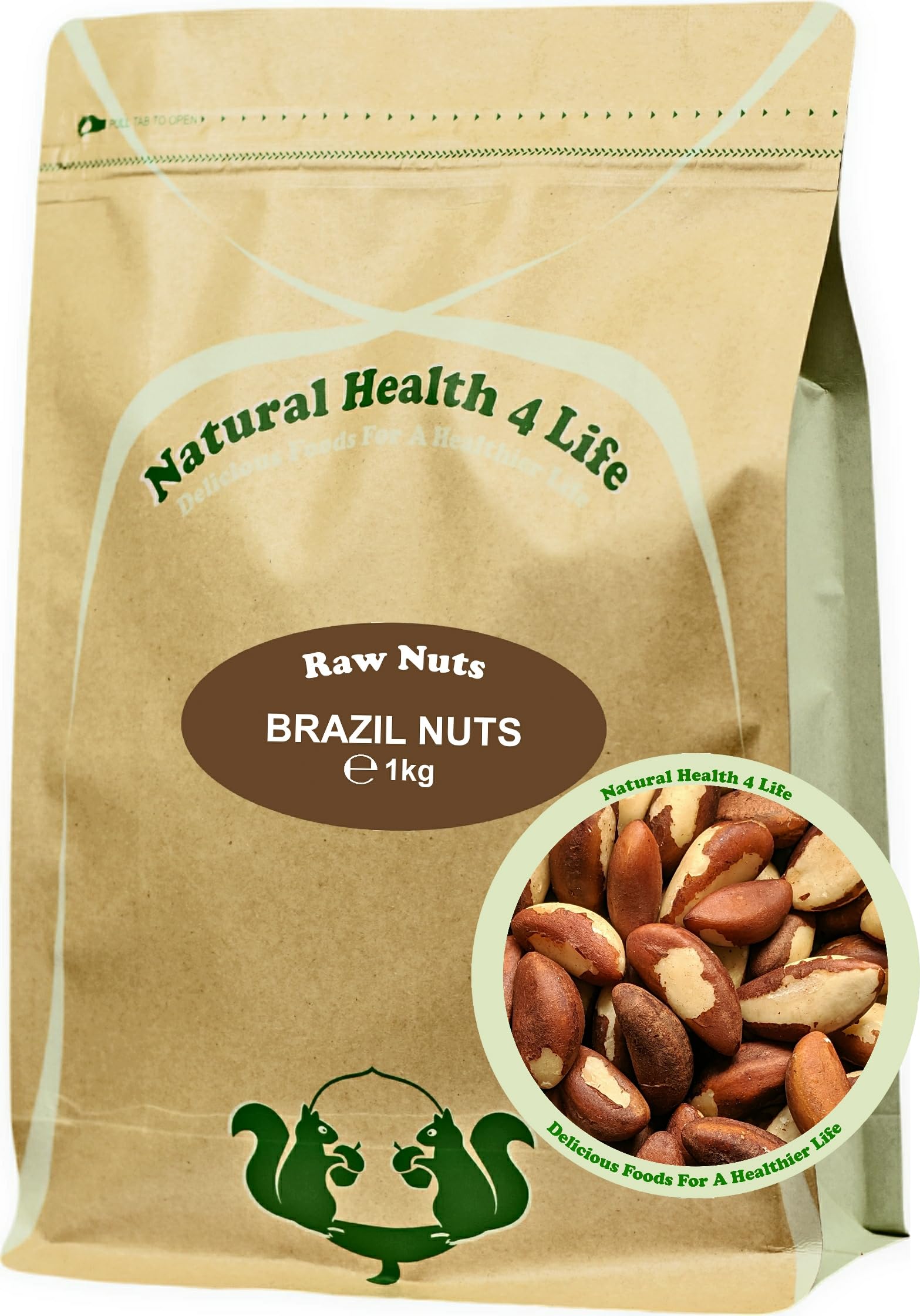 Natural Health 4 Life 100% Whole Brazil Nuts 1KG – Nutrient-Rich, High Fibre, Healthy Fats, Gluten-Free & Vegan Snack – Resealable Kraft Pouch