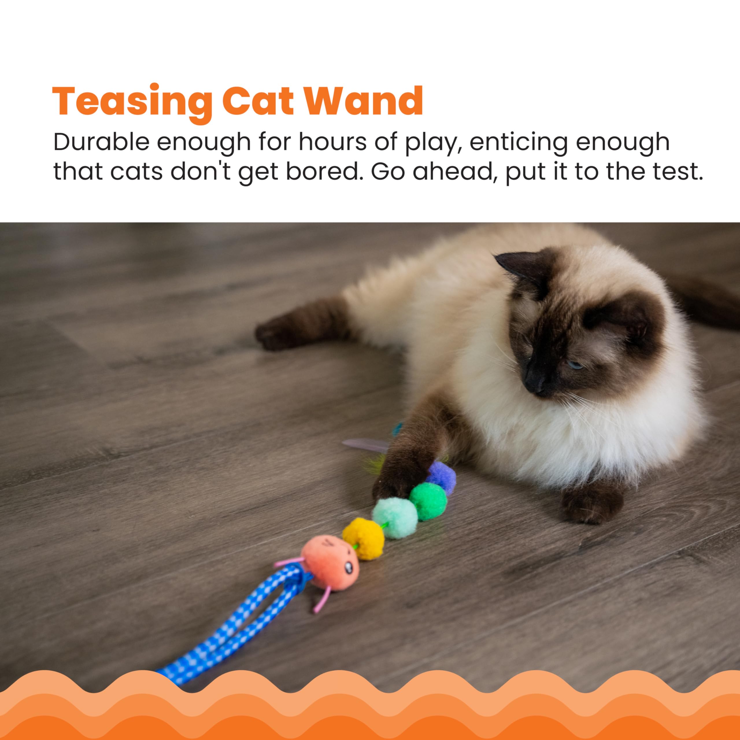 Catstages Tail Teaser Ground Prey Play Wand with Catnip Toy Attachments Interactive Cat Wand