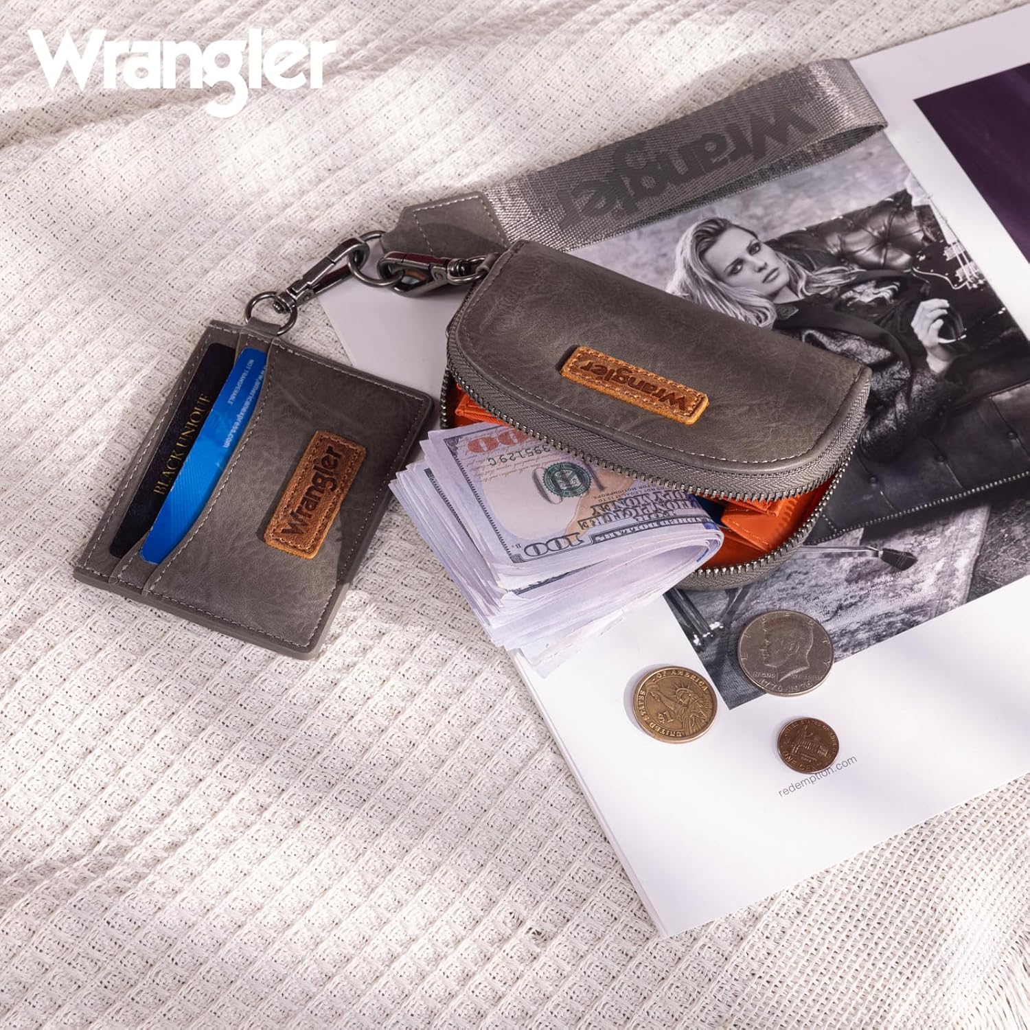 Wrangler KeyChain Wallet Wristlet Wallets for Women Dual Pouch Wristlet Rfid Blocking Credit Card Holder Wallet - Image 5