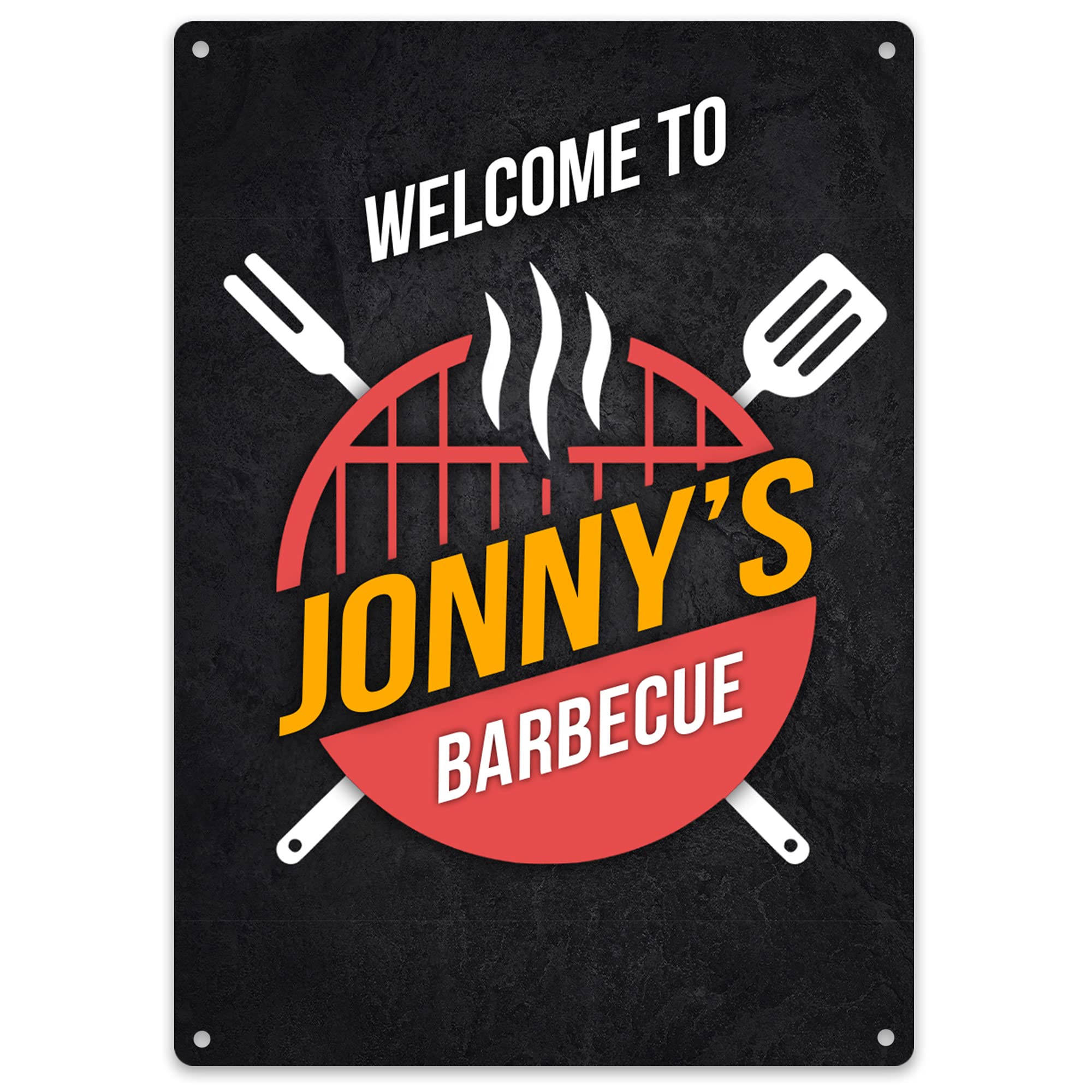 Purple Print House Metal BBQ Sign - Personalised Garden Party Gift For Him - Barbeque Signs and Plaques Outdoors Area Fathers Day, Garden & Outdoor, Large, Design 2