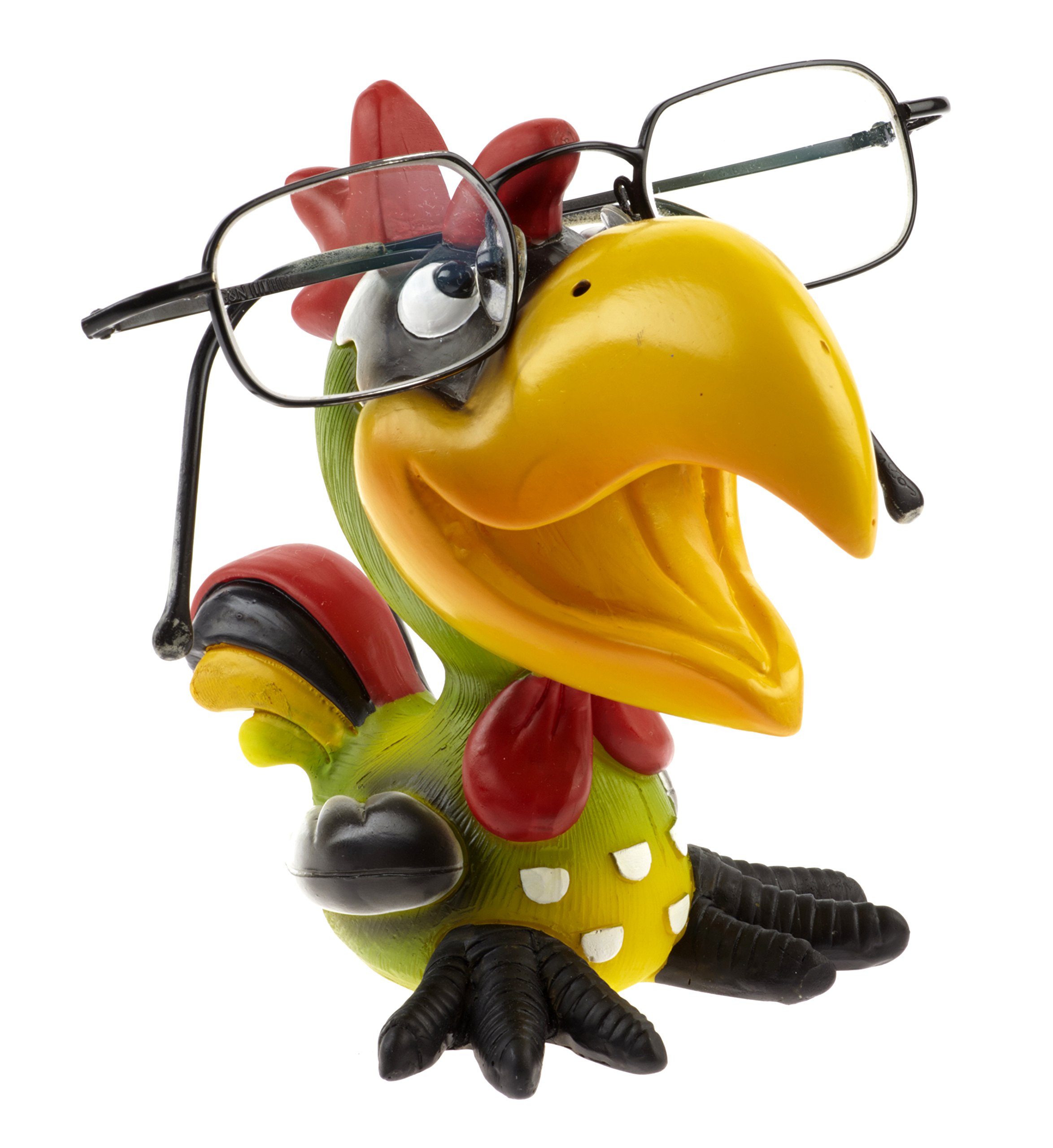 by-Bers glasses holder, bird design, really funny hand painted bird figurine, polyresin, gift for children and adults Green