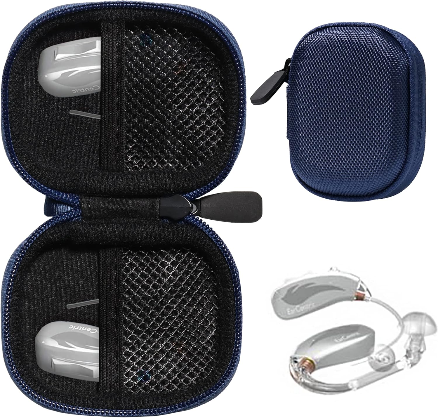 CaseSack Case for Hearing Aids compatible with EarCentic EasyCharge Rechargeable Hearing Aids also for Otofonix Elite/Encore, Banglijian, Britzgo, My Tone, LIGINN, Blaids, Lexie, Tweak (Blue)